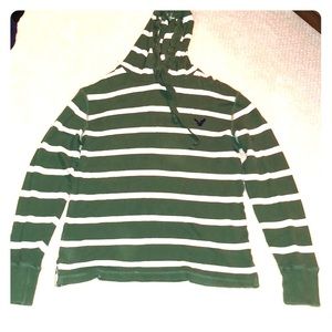 Green and white striped American Eagle hoodie